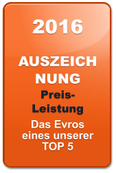 2016   AUSZEICHNUNG Preis-Leistung Das Evros eines unserer TOP 5